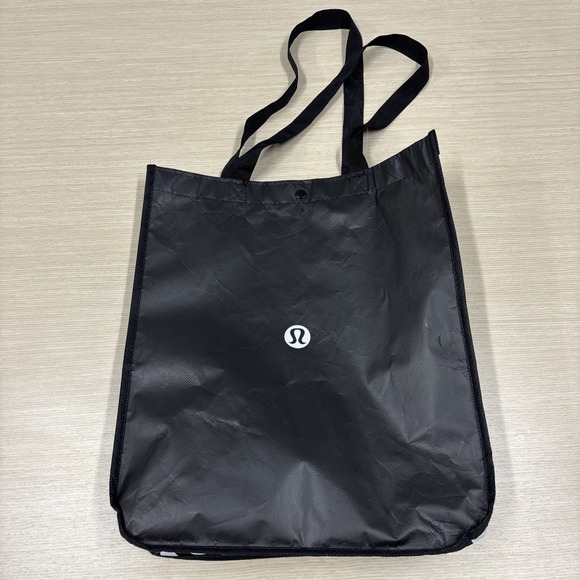 Lululemon Reusable Shopping Lunch Tote Bag Black White Small 8"x4"x12" - Picture 1 of 2